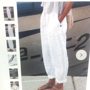 White Lightweight Cotton Summer Pants